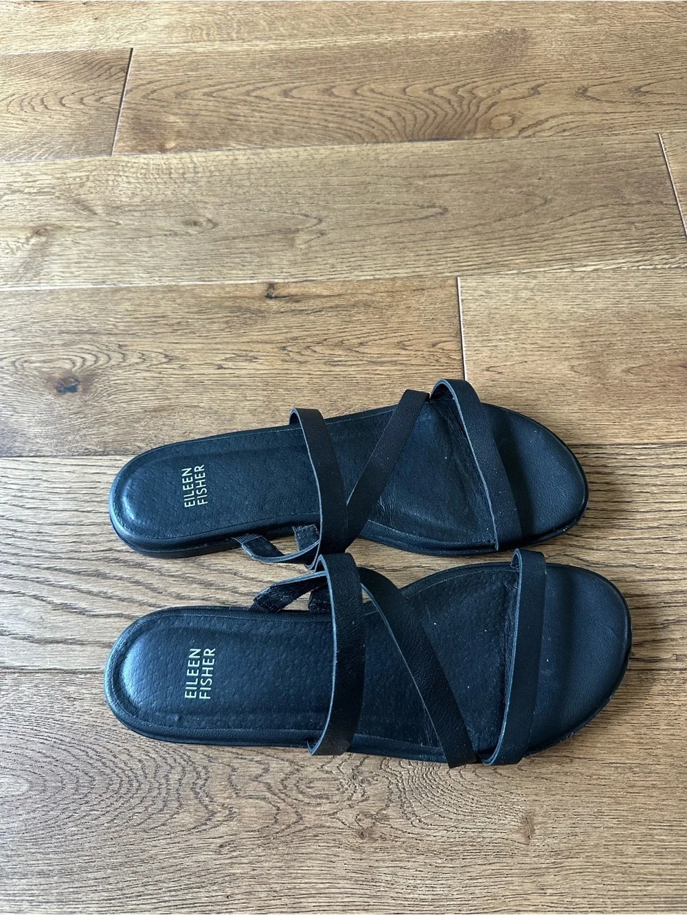 Eileen Fisher Black Leather Sandals Shoes Sz 9
